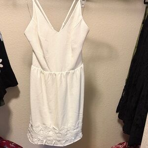 Charlotte Russe White Lace Bottom Skater Dress